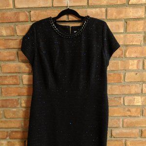 Karl Lagerfeld Paris Knit Navy Blue Shift Dress